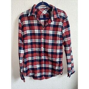 New Womens Plaid Flannel Long Sleeve Button Down Red M mountain holiday